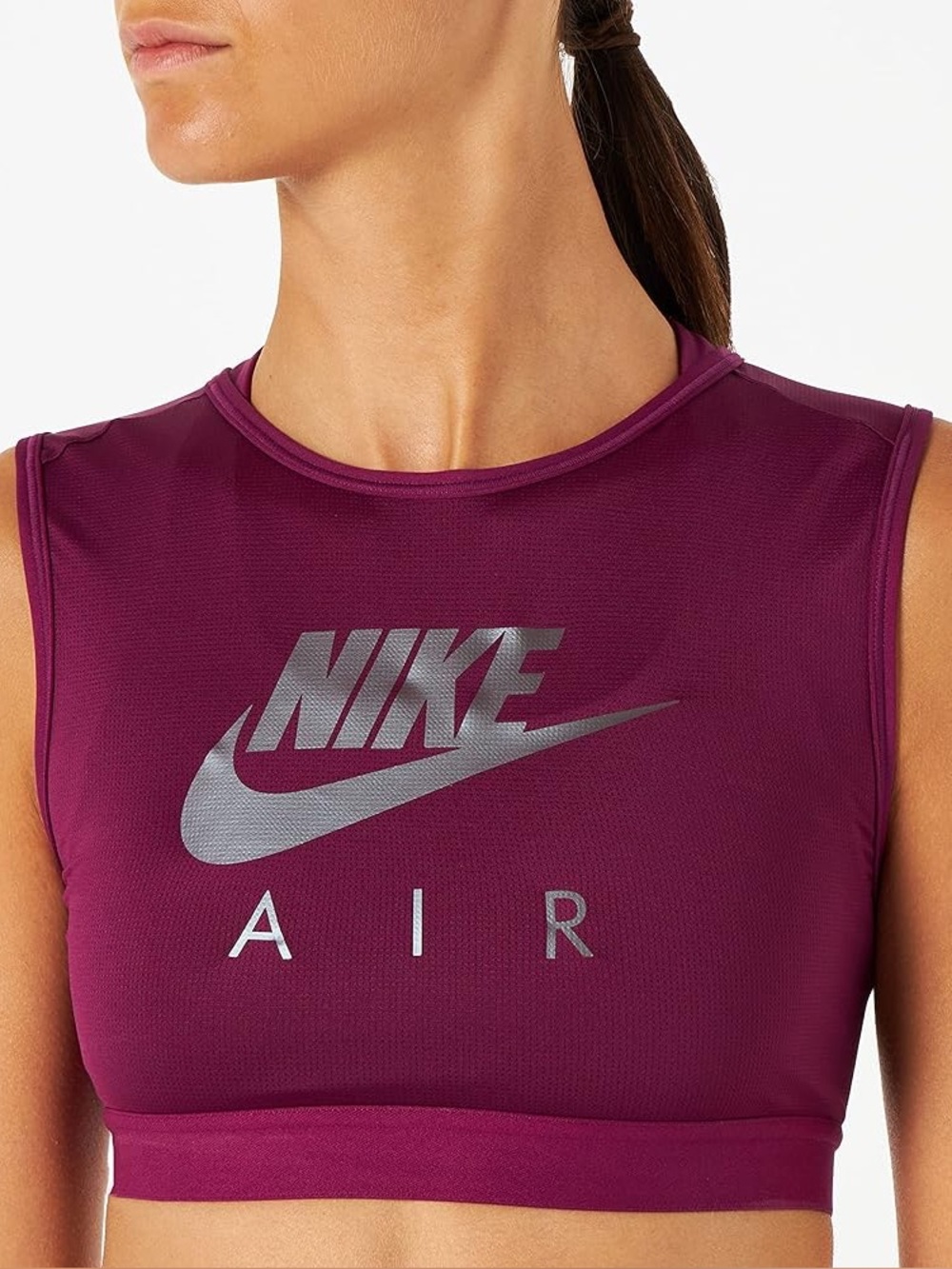 Nike Women's Plum Sleeveless Crop Top with Silver Logo